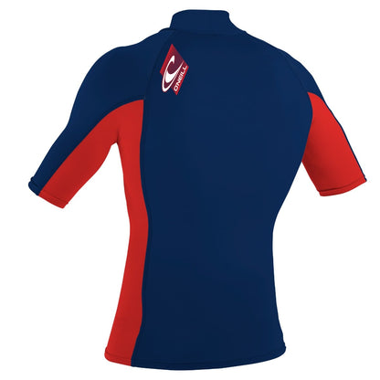 O'Neill Youth Premium Skins S/S Rash Guard Turtleneck - Navy / Red / Navy
