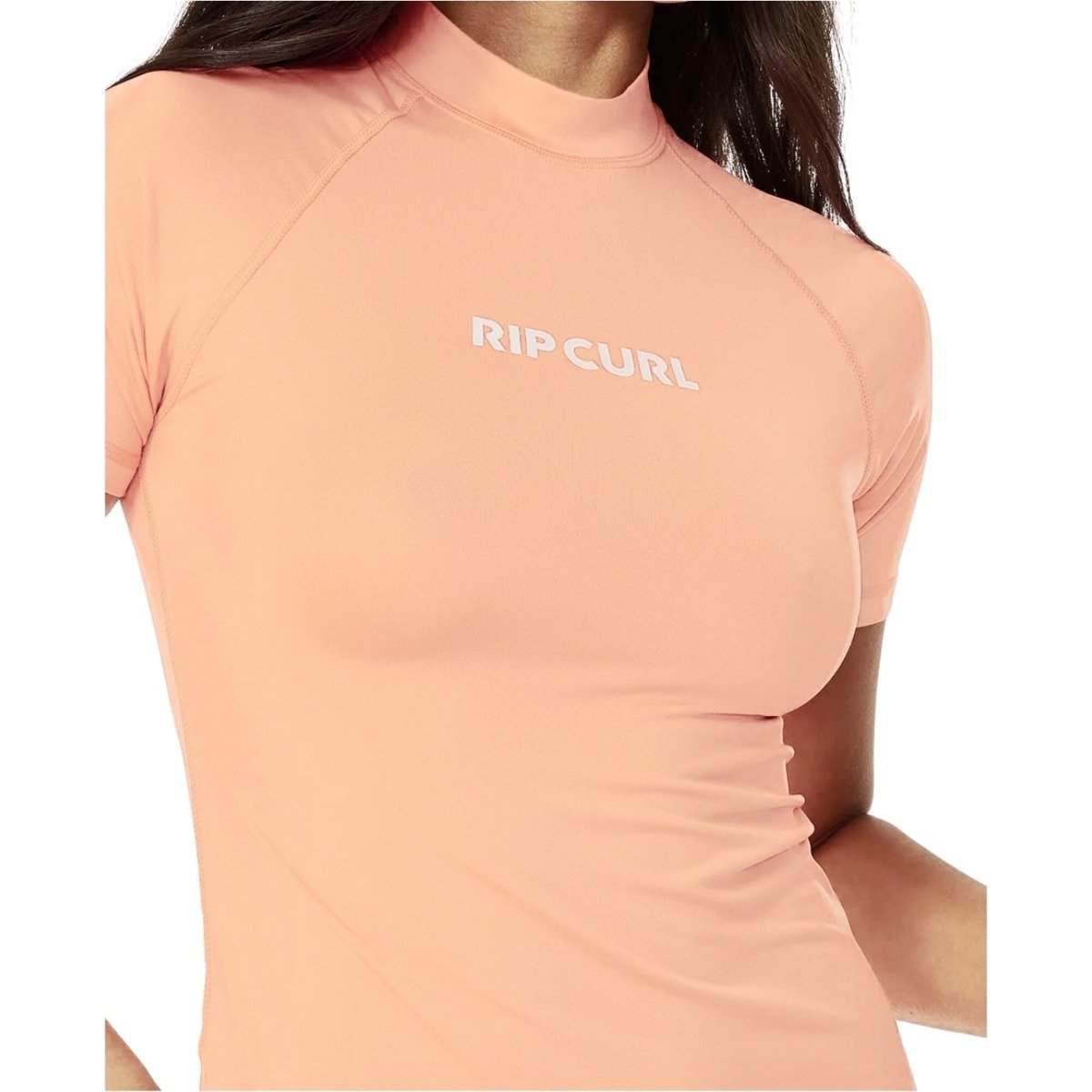 Rip Curl Women's Classic Surf SS Rash Guard - Bright Peach