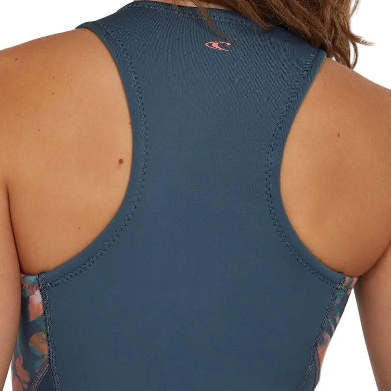 O'Neill Women's Bahia 1.5mm Front Zip Sleeveless Summer Wetsuit 2025 - Copenblu / Painted Tropics