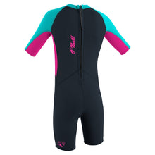 O'Neill Toddler Girls Reactor-2 2mm Back Zip Shorty 2026 - Slate / Berry / Light Aqua