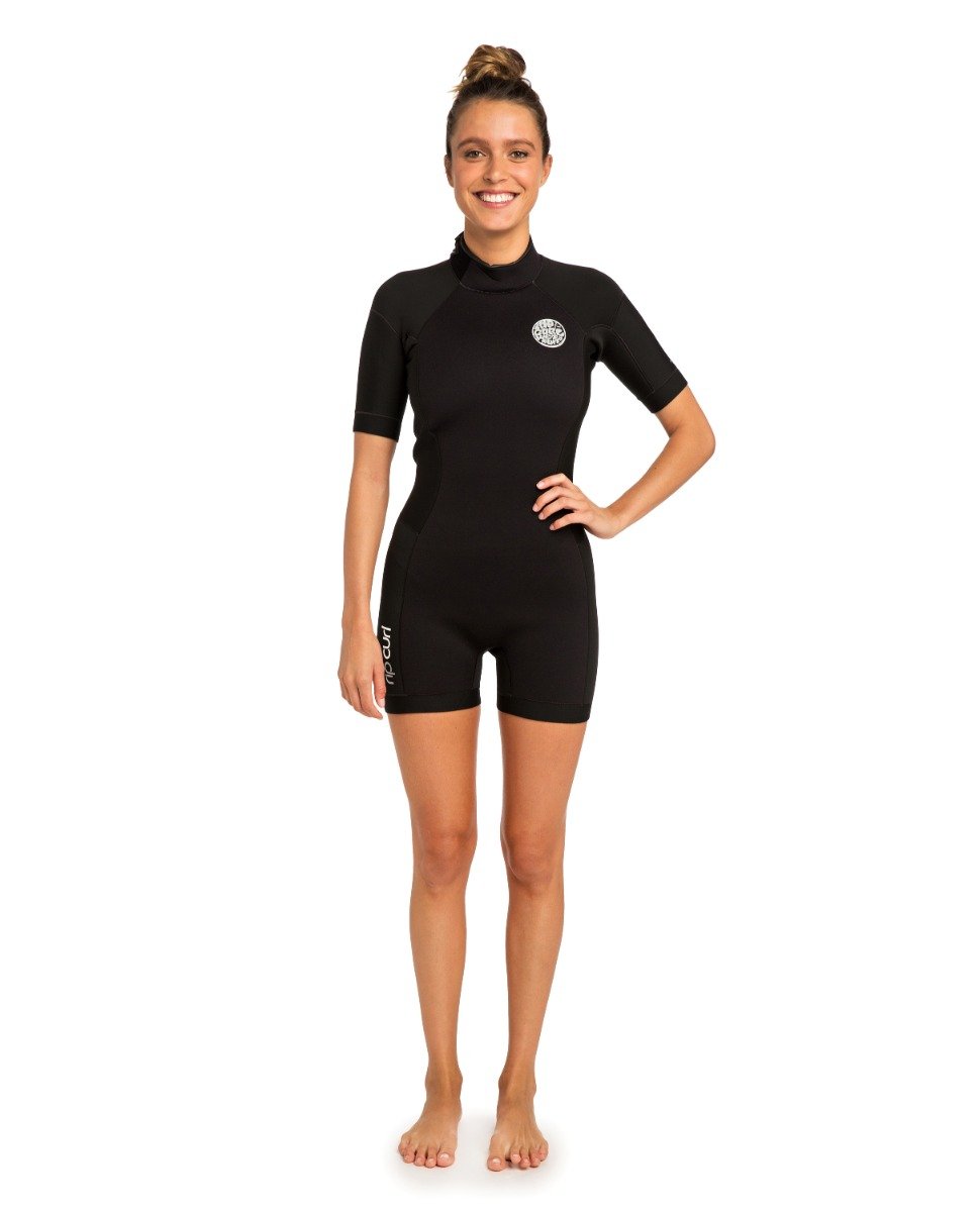 Rip Curl Dawn Patrol 2mm Womens Shortie Wetsuit - Black - Front