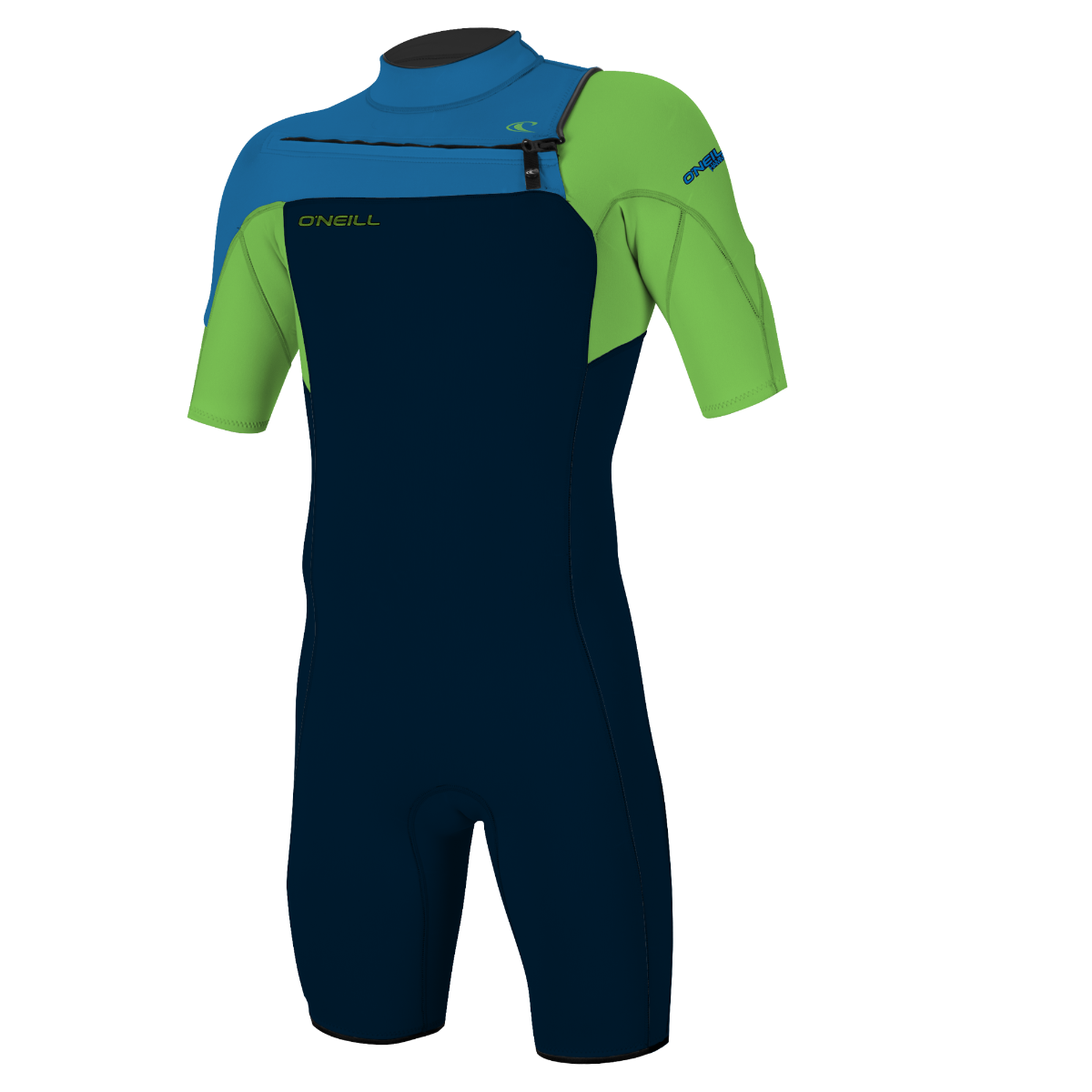 O'Neill Hammer 2mm Men's Chest Zip Shorty Wetsuit - Abyss/Dayglo/Ocean