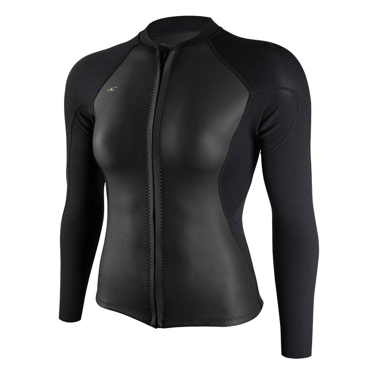 O'Neill Womens Bahia 1/0.5mm Full-Zip Wetsuit Jacket in Glideblack / Black