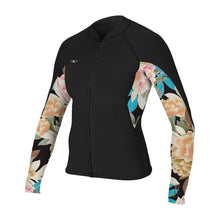 O'Neill Womens Bahia 1/0.5mm Full-Zip Wetsuit Jacket in Black / Mikah Floral