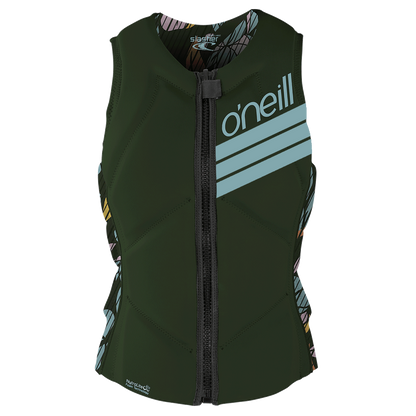 O'Neill Slasher Comp Womens Impact Vest - Dark Olive/ Baylen - Front