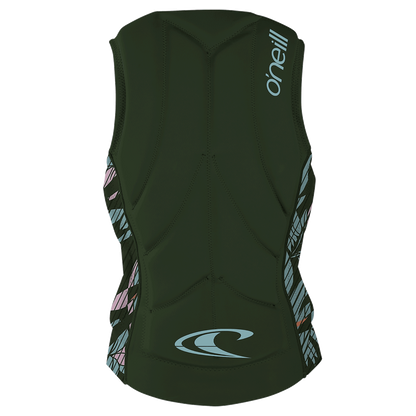 O'Neill Slasher Comp Womens Impact Vest - Dark Olive/ Baylen - Back