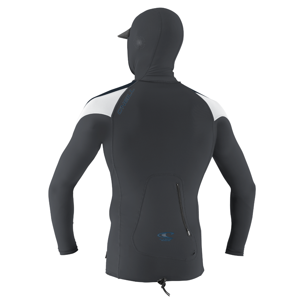 O'Neill Premium Skins O'Zone Men's Long Sleeve Rash Guard With Hood - Graphite/Slate/White