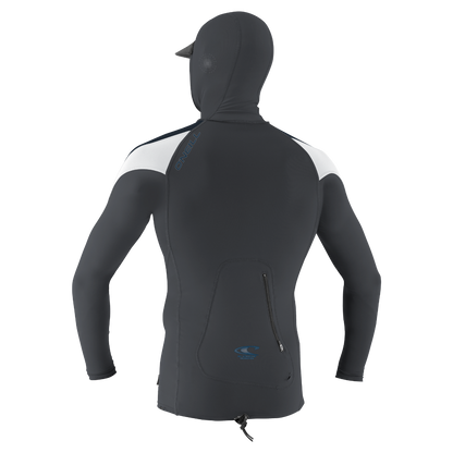 O'Neill Premium Skins O'Zone Men's Long Sleeve Rash Guard With Hood - Graphite/Slate/White