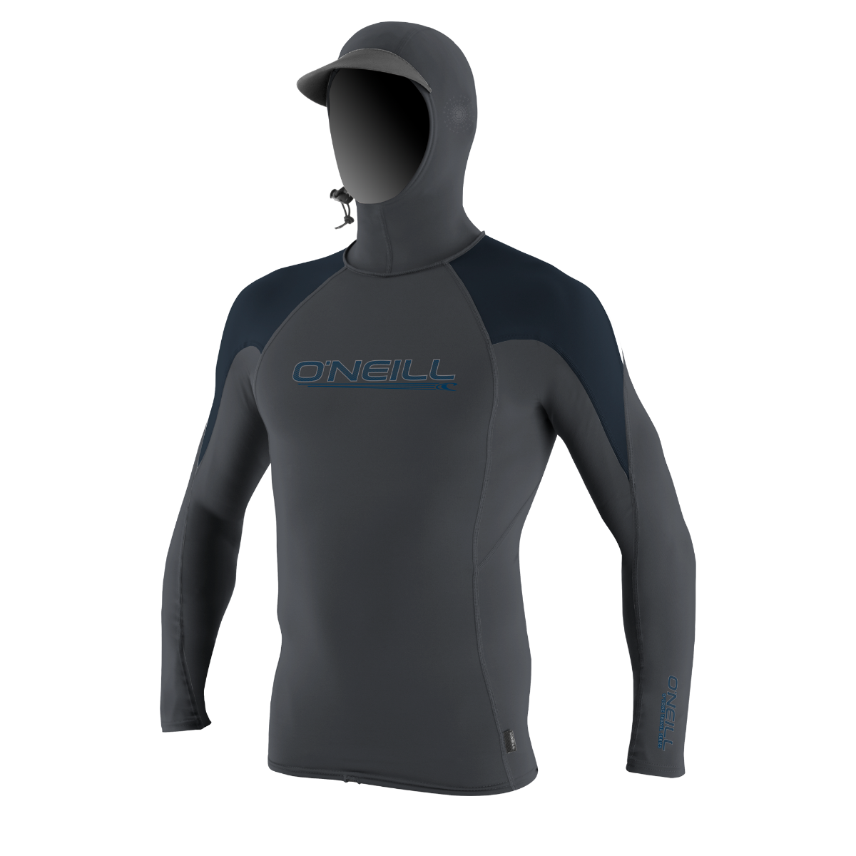 O'Neill Premium Skins O'Zone Mens Long Sleeve Rash Guard With Hood - Graphite/Slate/White