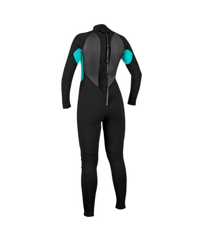 O'Neill Womens Reactor-2 3/2mm Back Zip Summer Wetsuit 2026 - Black / Light Aqua