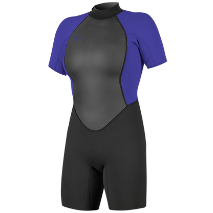 O'Neill Reactor II 2mm Womens Shorty Wetsuit - Black/Colbalt - Front