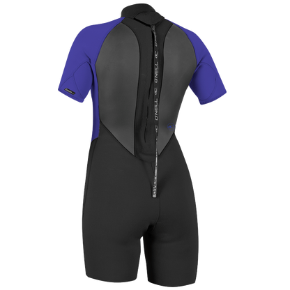 O'Neill Reactor II 2mm Womens Shorty Wetsuit - Black/Colbalt - Back