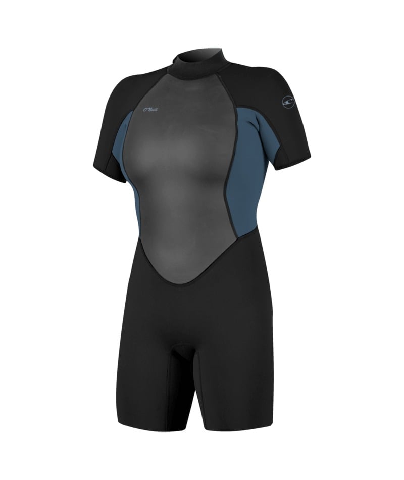 O'Neill Womens Reactor-2 3/2mm Back Zip Shorty in Black/Copen Blue