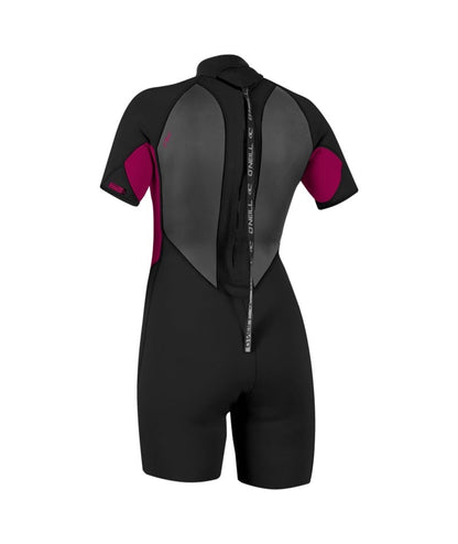 O'Neill Womens Reactor-2 3/2mm Back Zip Shorty 2026 - Black / Punk Pink