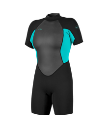 O'Neill Reactor-2 2mm Womens Back Zip Shorty Wetsuit - Back/Light Aqua