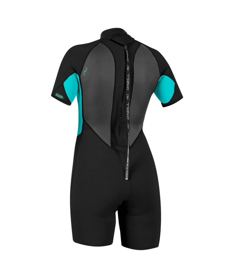 O'Neill Reactor-2 2mm Womens Back Zip Shorty Wetsuit 2026 - Back/Light Aqua