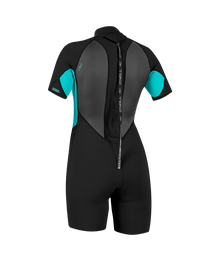 O'Neill Reactor-2 2mm Womens Back Zip Shorty Wetsuit 2026 - Back/Light Aqua
