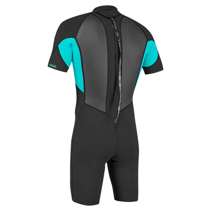 Shorty 2 mm O'Neill Youth Reactor-2 à zip dorsal 2026 - Black / Light Aqua