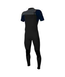 O'Neill Hammer 2mm Mens Chest Zip Short Sleeve Shorty Wetsuit - Black/Abyss/Graphite