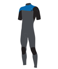 O'Neill Hammer 2mm Chest Zip Short-Sleeved Summer Wetsuit in Graphite / Black / Ocean