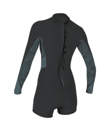 O'Neill Bahia 2/1mm Womens Back Zip Long Sleeve Shorty Wetsuit 2026 - Tempered Steel/Shaded Island Sky/Shade