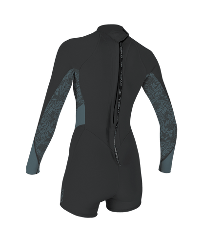 O'Neill Bahia 2/1mm Womens Back Zip Long Sleeve Shorty Wetsuit 2026 - Tempered Steel/Shaded Island Sky/Shade