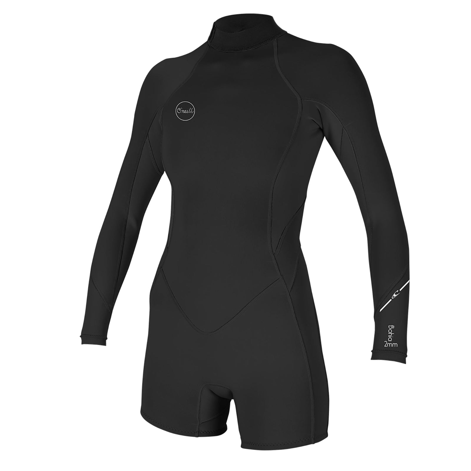 O'Neill Bahia 2/1mm Womens Back Zip Long Sleeve Shorty Wetsuit - Black