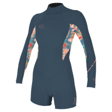O'Neill Bahia 2/1mm Womens Back Zip Long Arm Shorty - Copenblu / Painted Tropics