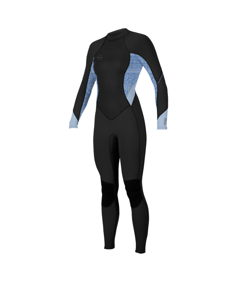 O'Neill Bahia 3/2mm Womens Back Zip Wetsuit - Black/Surf Abstract/Chambray Blue