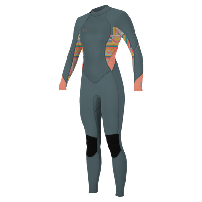 O'Neill Bahia 3/2mm Womens Back Zip Summer Wetsuit - Shade/Arta Geo/ Burnt Coral