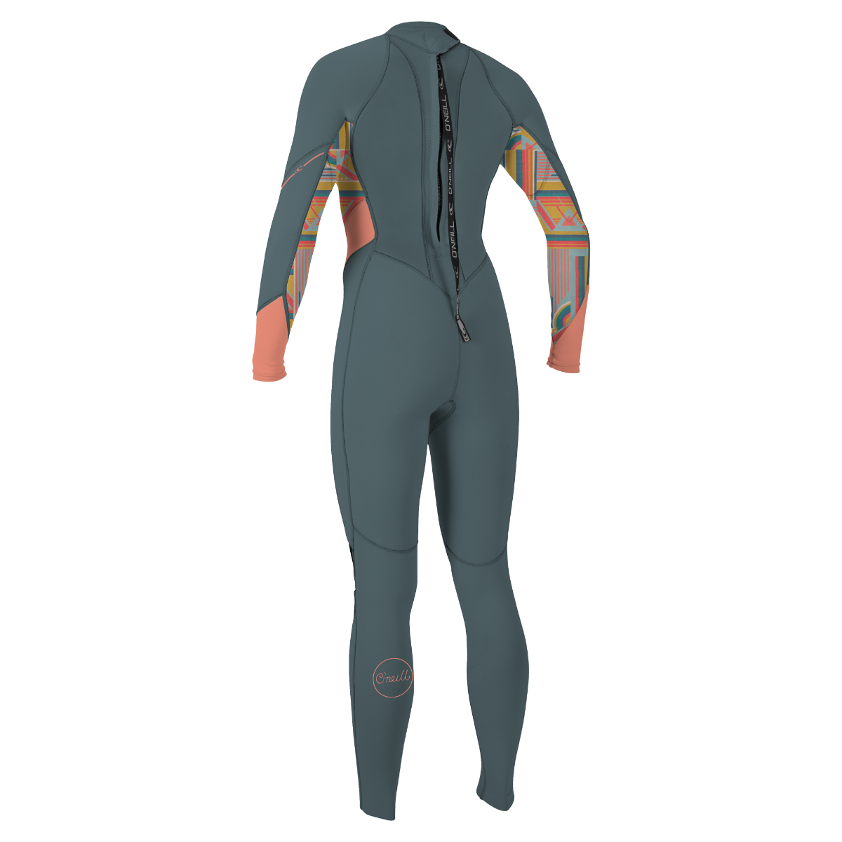 O'Neill Bahia 3/2mm Women's Back Zip Summer Wetsuit - Shade/Arta Geo/ Burnt Coral