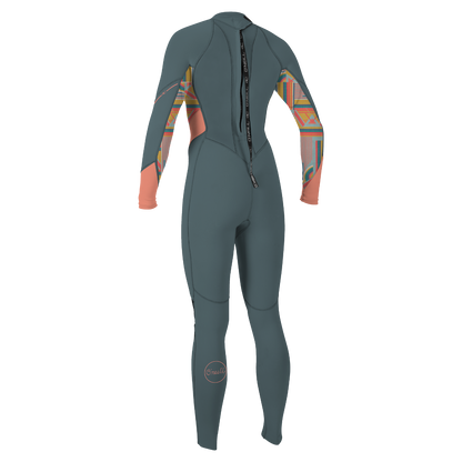 O'Neill Bahia 3/2mm Women's Back Zip Summer Wetsuit - Shade/Arta Geo/ Burnt Coral
