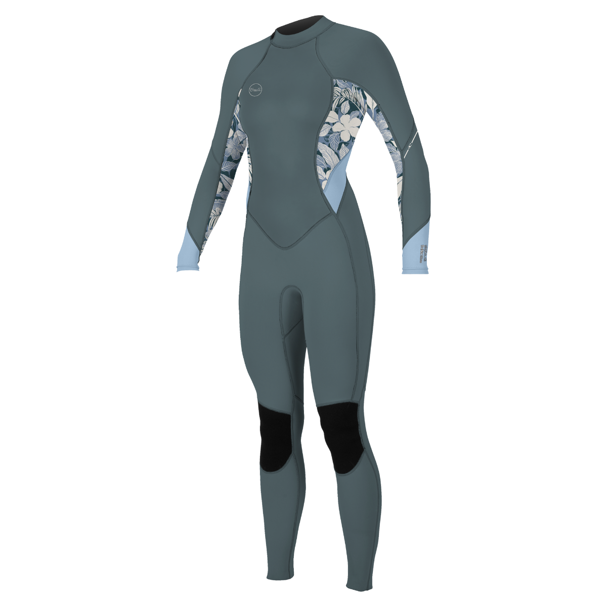 O'Neill Bahia 3/2mm Womens Back Zip Summer Wetsuit -Shade / Palmeno Tropical / Faded Denim