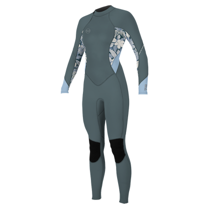 O'Neill Bahia 3/2mm Womens Back Zip Summer Wetsuit -Shade / Palmeno Tropical / Faded Denim