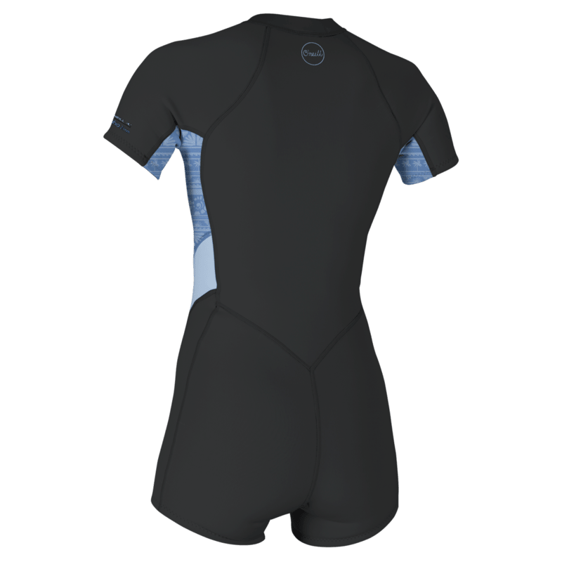 O'Neill Bahia 2/1mm Womens Front Zip Short Sleeve Shorty Wetsuit 2026 - Tempered Steel/ Surf Abstract/Chambray Blue