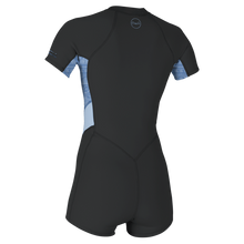 O'Neill Bahia 2/1mm Womens Front Zip Short Sleeve Shorty Wetsuit 2026 - Tempered Steel/ Surf Abstract/Chambray Blue