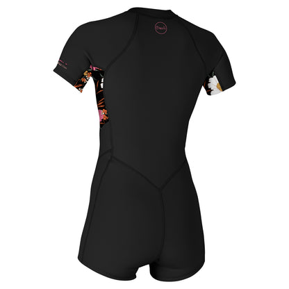O'Neill Womens Bahia 2/1mm Front Zip Shorty Wetsuit - Black/Bluemchen - SAMPLE - UK10