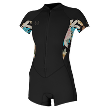 O'Neill Bahia 2/1mm Womens Front Zip Summer Shorty - Black / Mikah Floral