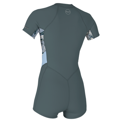 O'Neill Bahia 2/1mm Women's Front Zip Shorty 2025 - Shade / Palmento Tropical / Faded Denim