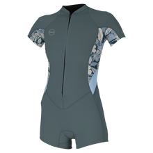 O'Neill Bahia 2/1mm Womens Front Zip Shorty - Shade / Palmento Tropical / Faded Denim