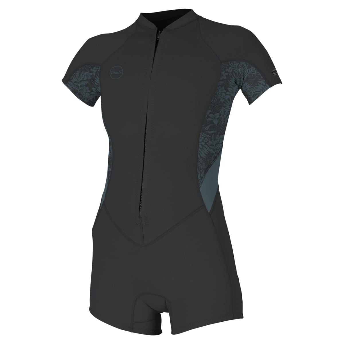O'Neill Womens Bahia 2/1mm Front Zip Shorty 2026 - Tempered Steel / Shaded Island Sky / Shade