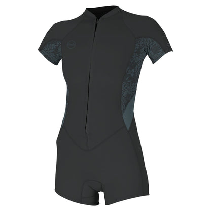 O'Neill Womens Bahia 2/1mm Front Zip Shorty 2026 - Tempered Steel / Shaded Island Sky / Shade