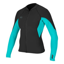 O'Neill Reactor II 1./5mm Womens Front Zip Wetsuit Top - Black/Light Aqua