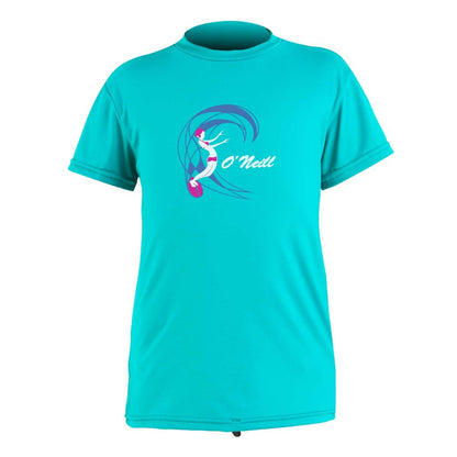 O'Neill O'Zone Toddler Girls Short Sleeve UV Sun Shirt  - Light Aqua - Front