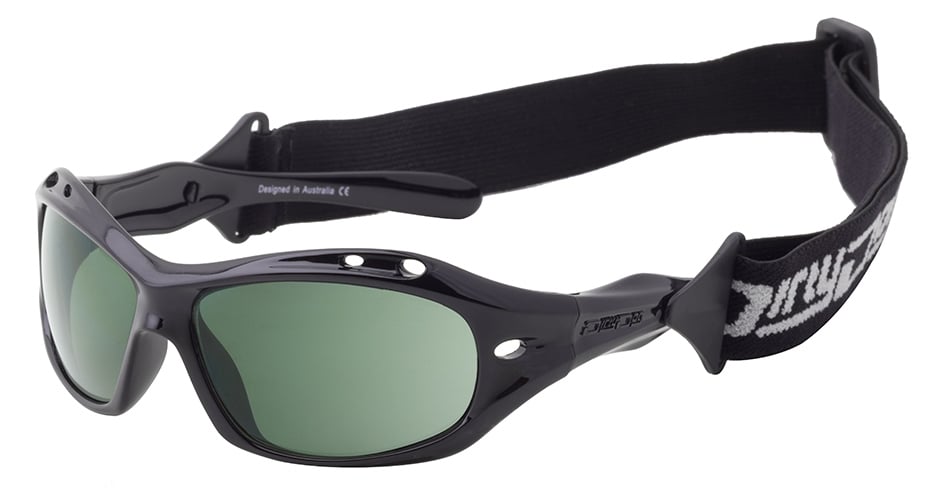 Dirty Dog Wet Glass Curl II Floating Polarized Sunglasses in Black/Green