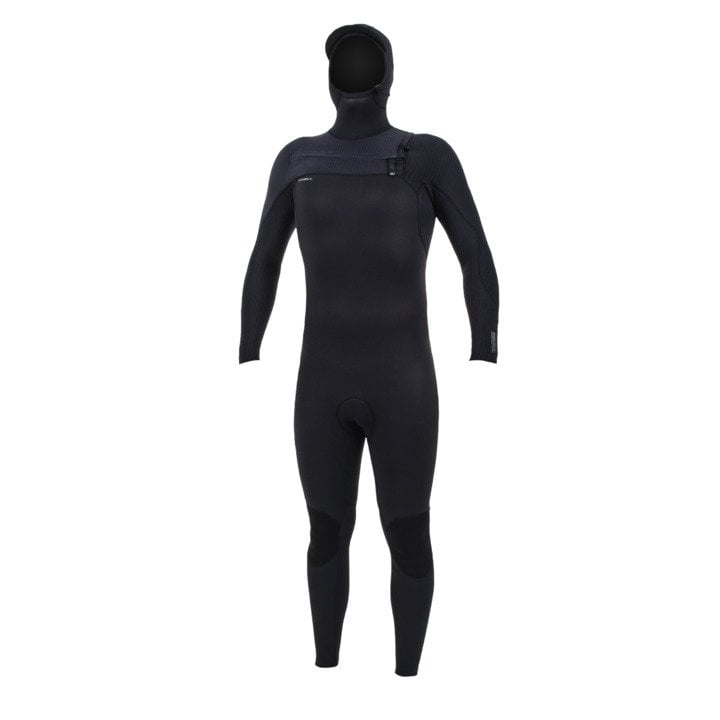 O'Neill Hyperfreak 5/4+mm Mens Hooded Chest Zip Wetsuit - Black