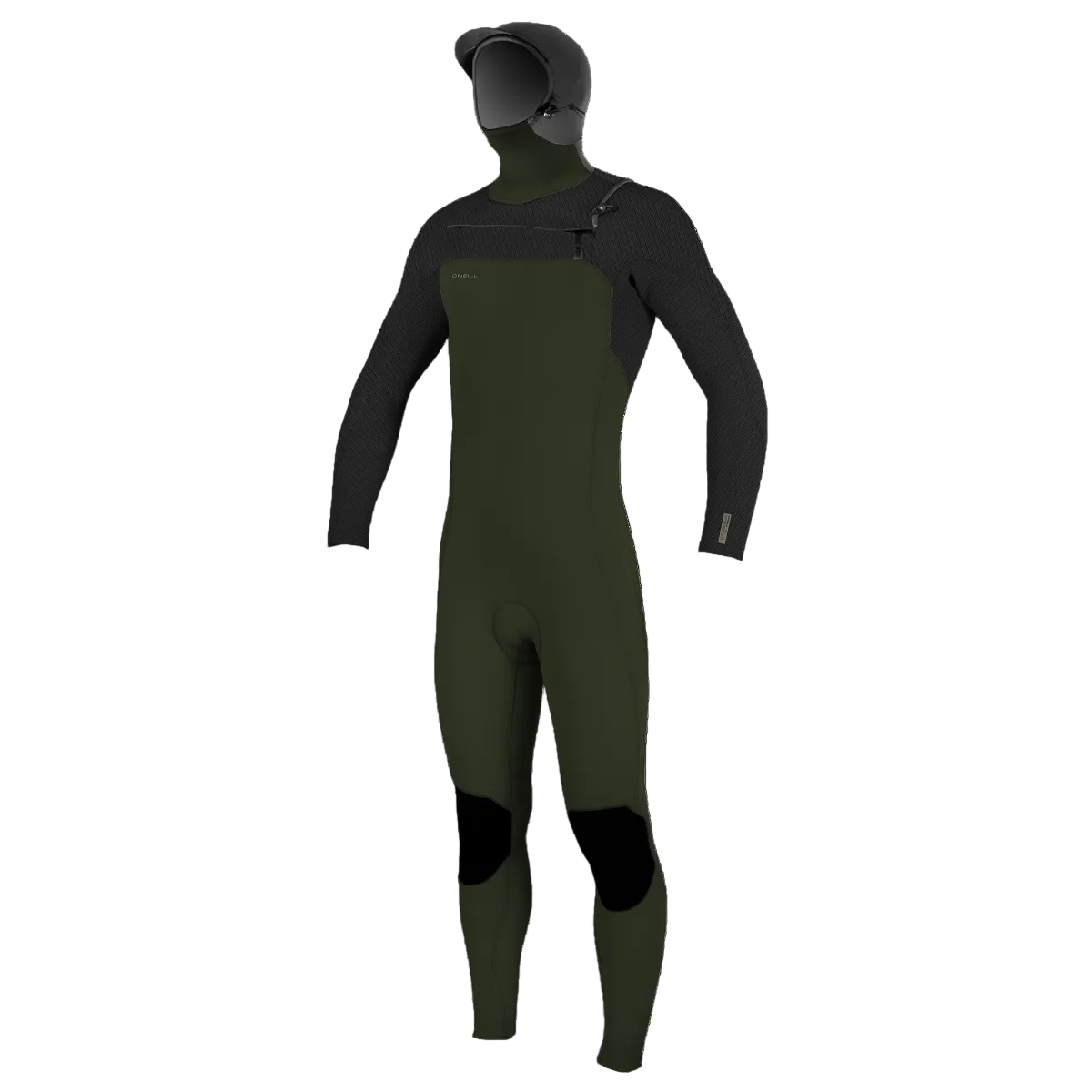 O'Neill Hyperfreak 5/4+mm Hooded Winter Wetsuit in Black / Ranger