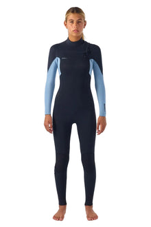 O'Neill Womens Hyperfreak 4/3+mm Chest Zip Wetsuit 2026 - Black / Faded Denim