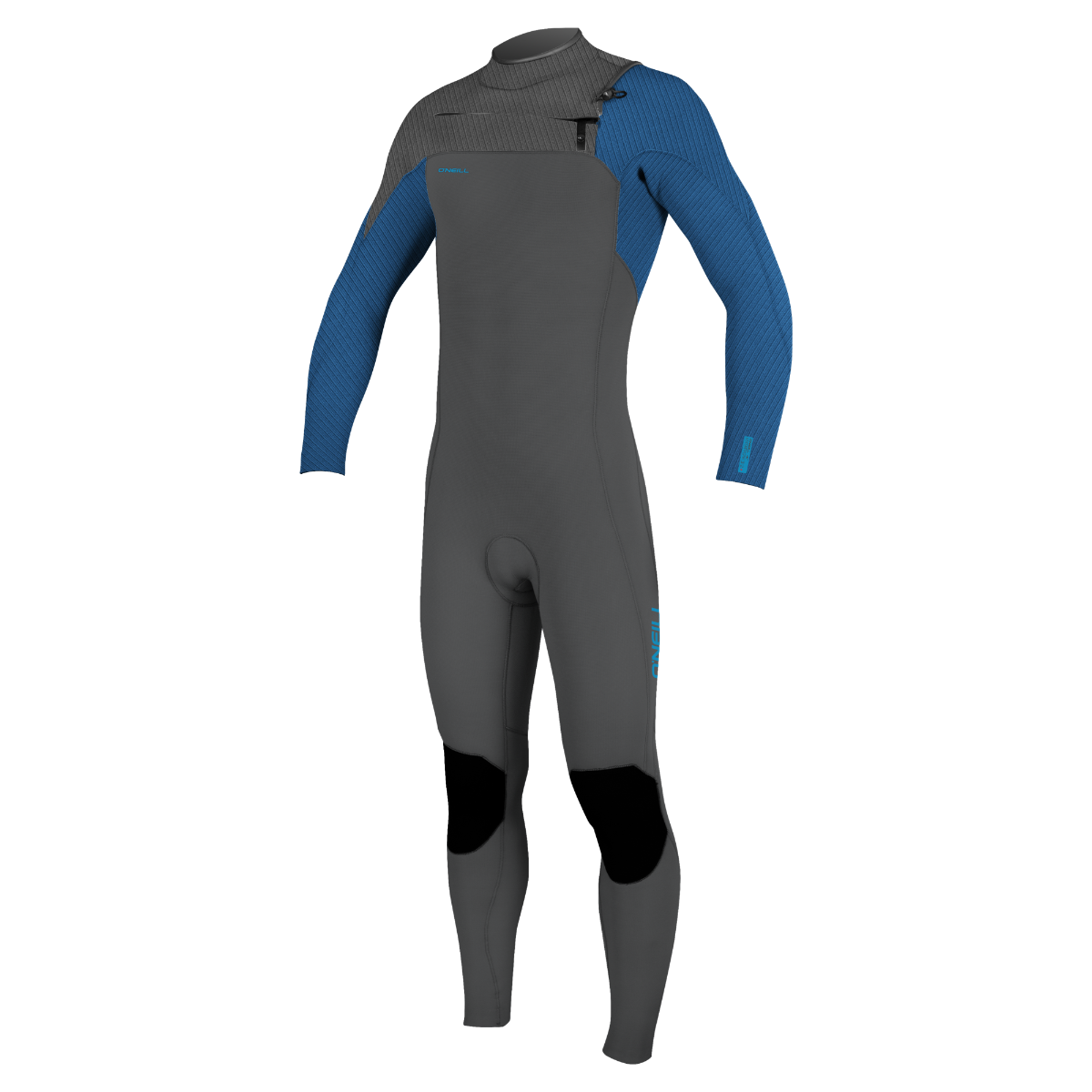 O'Neill Hyperfreak 3/2mm+ Youth Chest Zip Summer Wetsuit - Smoke/Bali Blue - Front