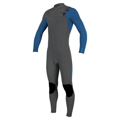 O'Neill Hyperfreak 3/2mm+ Youth Chest Zip Summer Wetsuit - Smoke/Bali Blue - Front